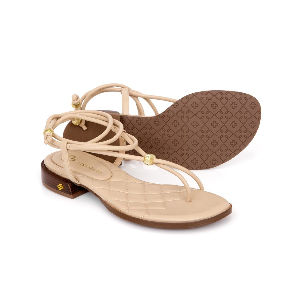 SANDÁLIA SALTO BAIXO NUDE AMARRAÇÃO MATELASSÊ image number 3