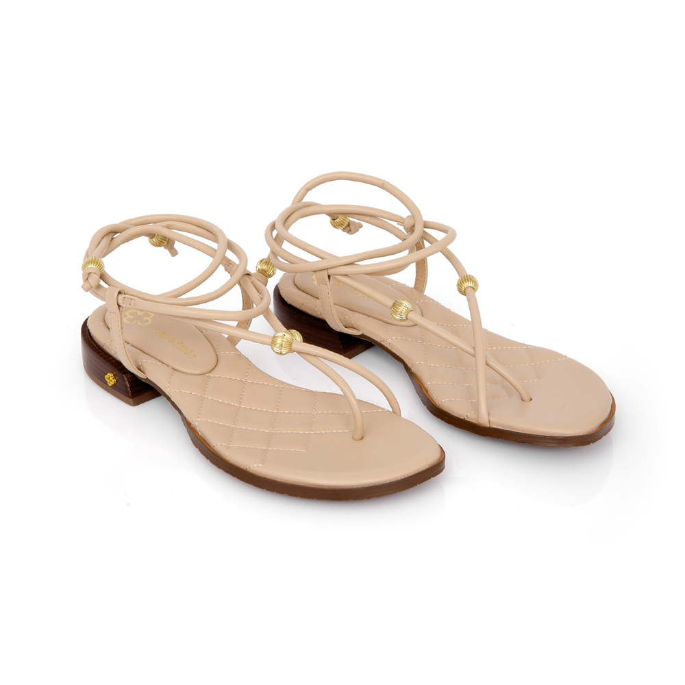 SANDÁLIA SALTO BAIXO NUDE AMARRAÇÃO MATELASSÊ image number 1