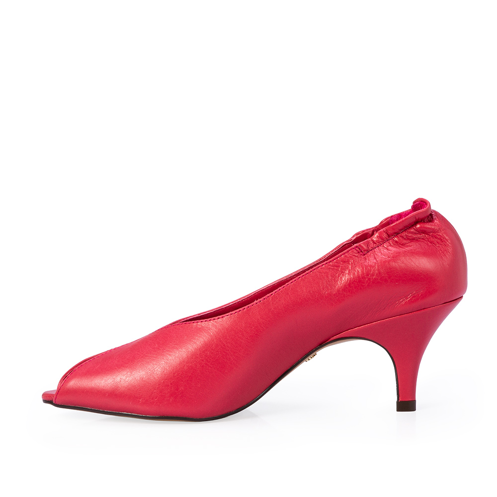 PEEP TOE ROSA MAGN&Oacute;LIA DE COURO SALTO M&Eacute;DIO image number 2