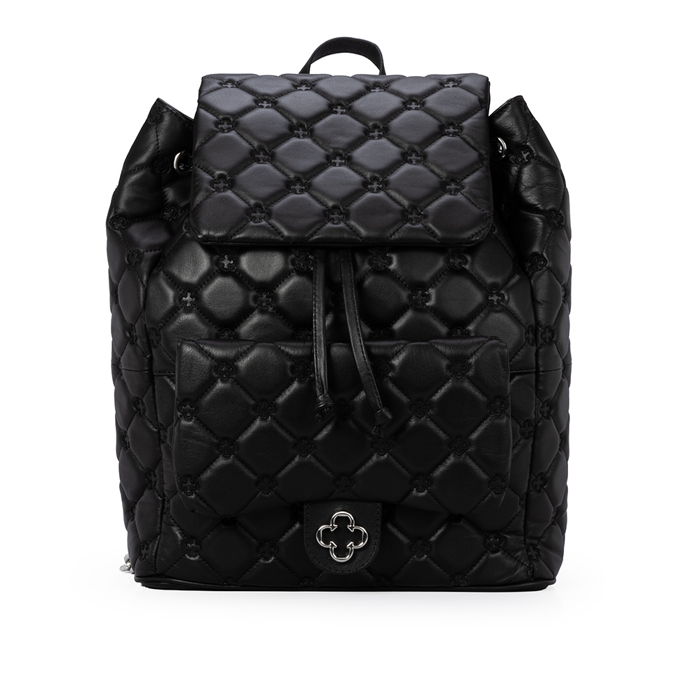 MOCHILA FEMININA PRETA DE COURO MONOGRAMA image number 0