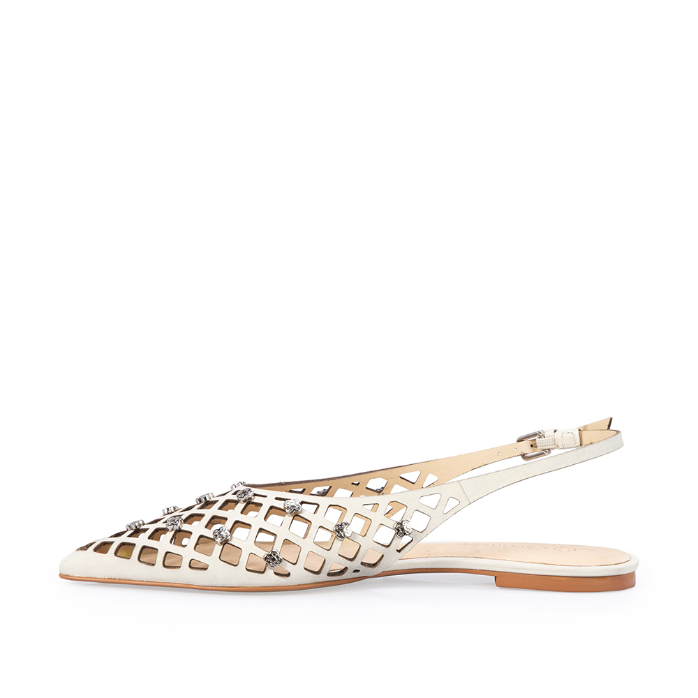 SAPATILHA SLINGBACK DE COURO BRANCO DUNA VAZADO image number 2