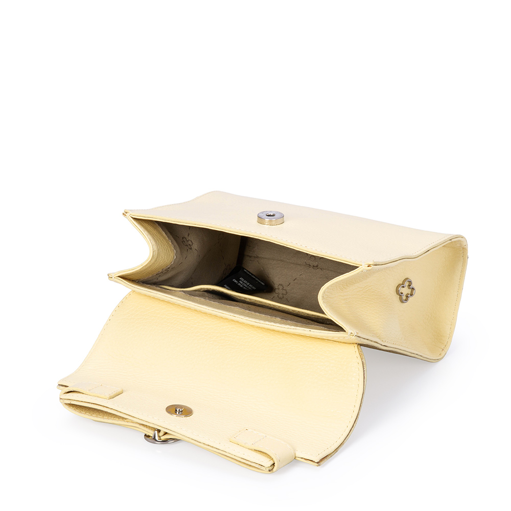 BOLSA PEQUENA CREME BRULLE DE COURO TOTE image number 4