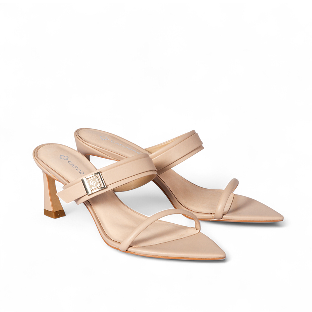 MULE SALTO ALTO NUDE SEDA DE COURO image number 1