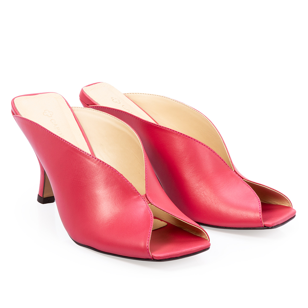 MULE SALTO M&Eacute;DIO COURO ROSA MAGN&Oacute;LIA image number 1