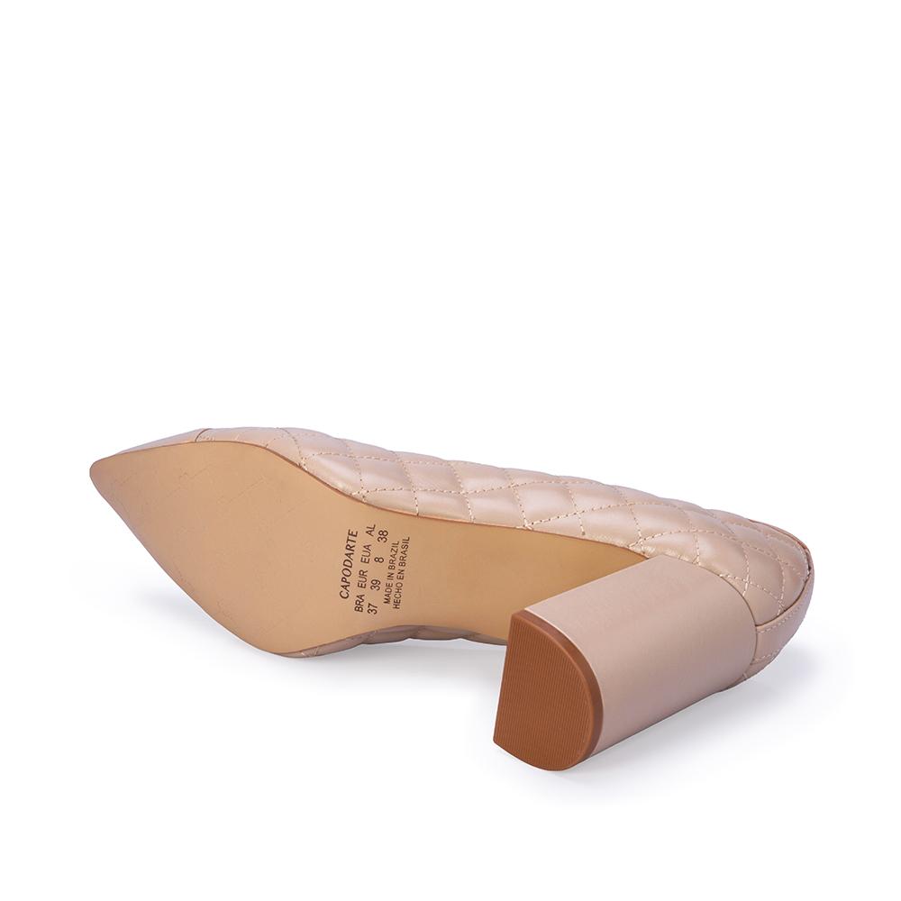 SCARPIN SALTO ALTO NUDE SEDA DE COURO SATINATO MATELASS&Ecirc; image number 3