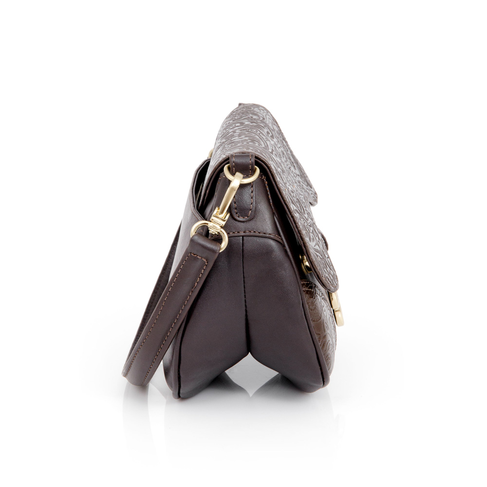 BOLSA PEQUENA COURO MARROM FLORATTA image number 1