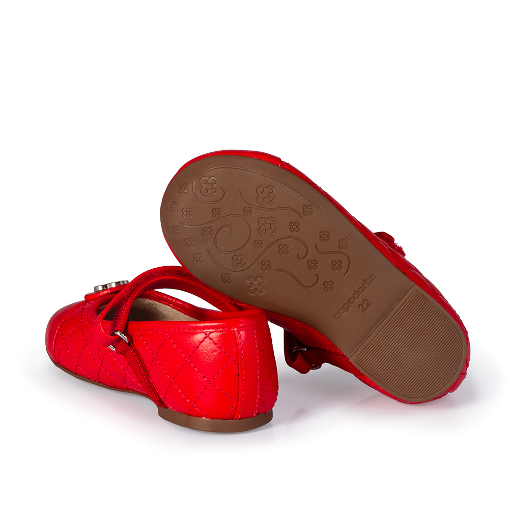 SAPATILHA BEB&Ecirc; VERMELHA RUBI DE COURO MATELASS&Ecirc; COM VELCRO CATHERINE image number 3