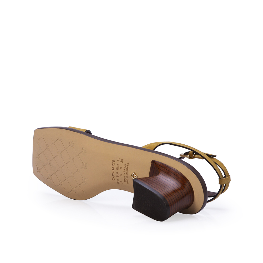 SAND&Aacute;LIA BICO QUADRADO AMARELO CITRINO DE COURO NOBUCK image number 3