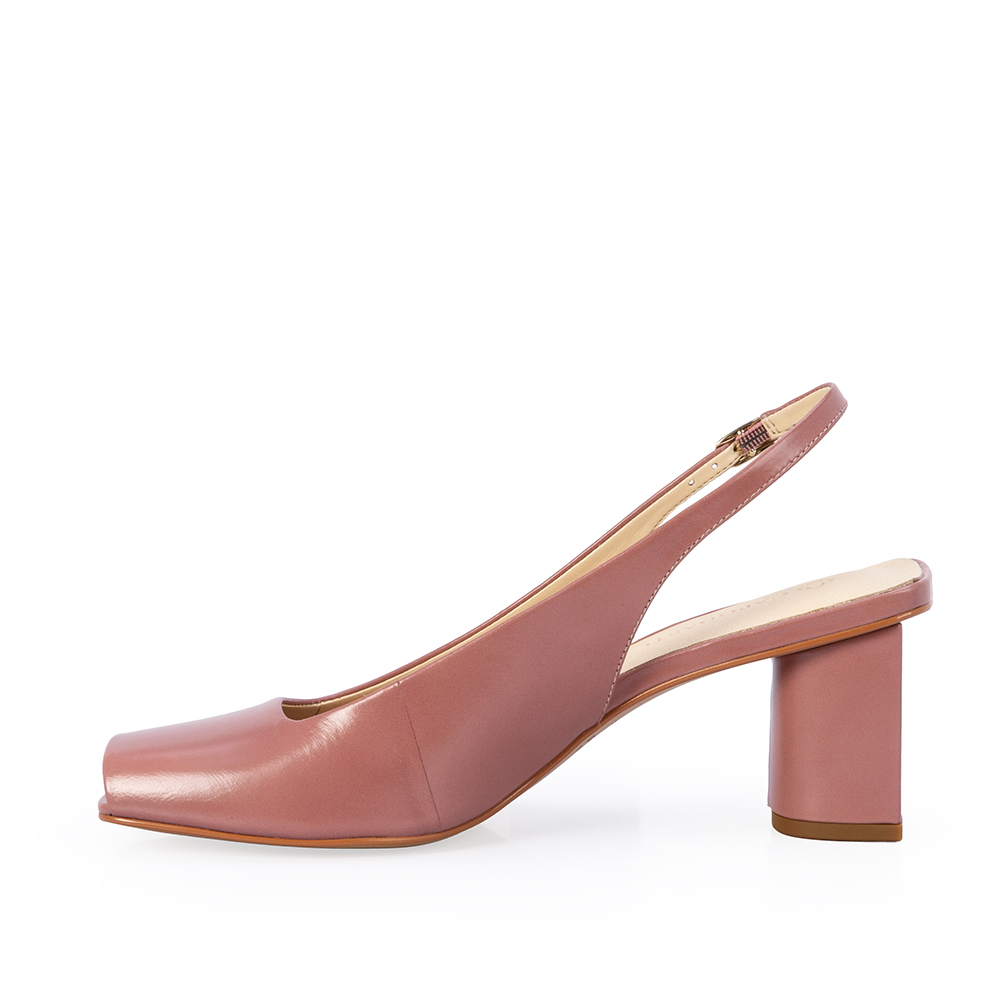 PEEP TOE ROSA MALVA DE COURO SALTO BLOCO image number 2