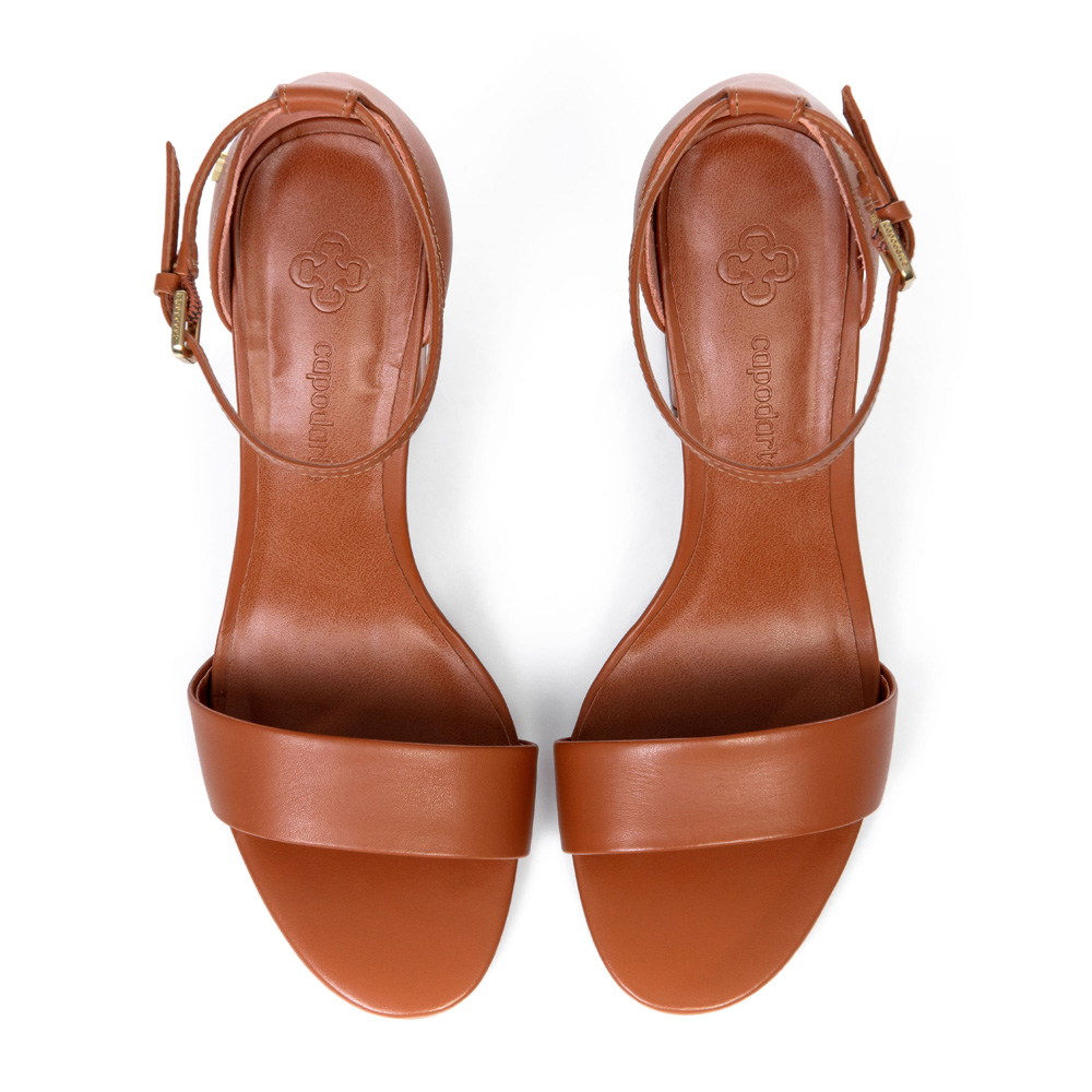 SAND&Aacute;LIA CARAMELO CAMEL SALTO ALTO DE COURO image number 4