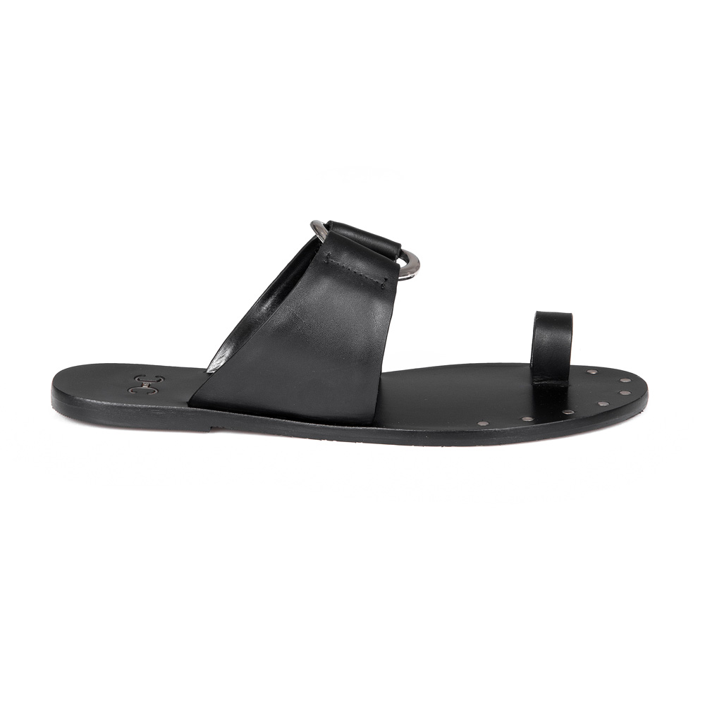 CHINELO PRETO RASTEIRO DE COURO ARGOLA image number 0