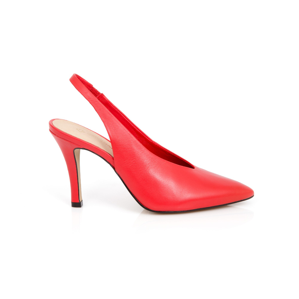 SCARPIN SLINGBACK SALTO ALTO DE COURO VERMELHO RUBI image number 0