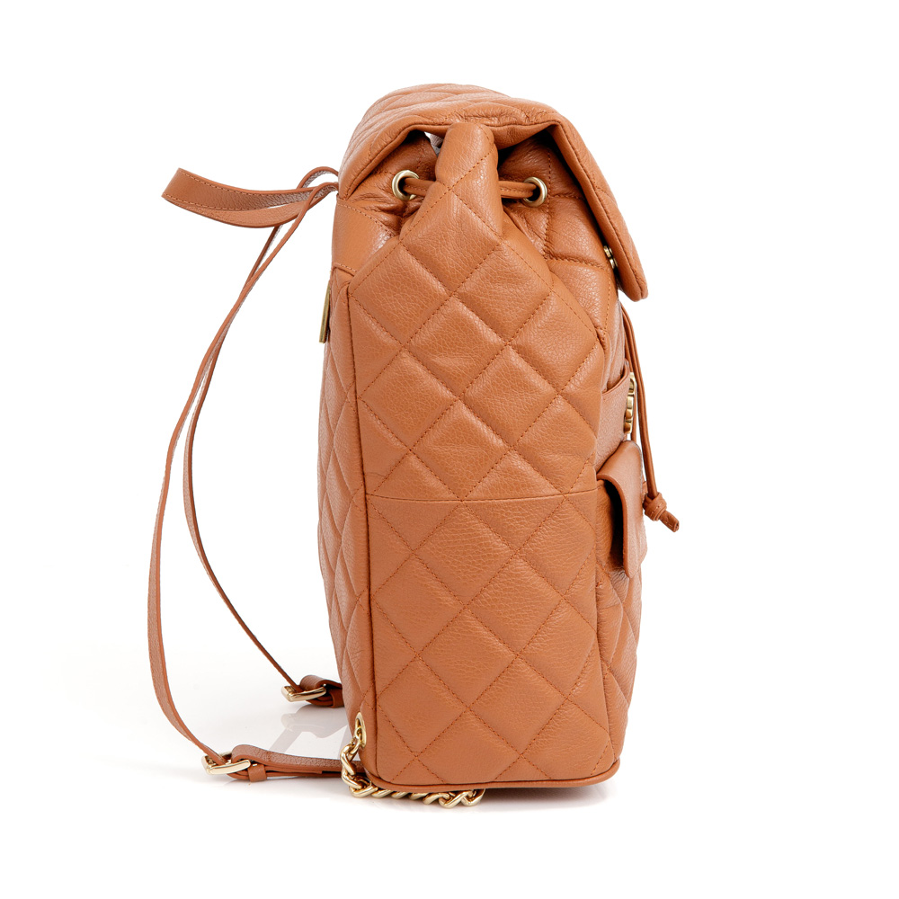 MOCHILA FEMININA CARAMELO DE COURO BACK PACK image number 1