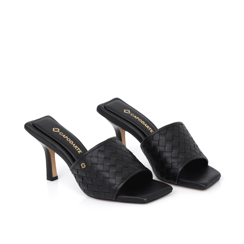 MULE PRETA SALTO ALTO DE COURO TRESS&Ecirc; image number 1