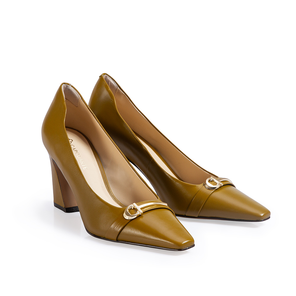SCARPIN SALTO ALTO AMARELO CITRINO DE COURO image number 1
