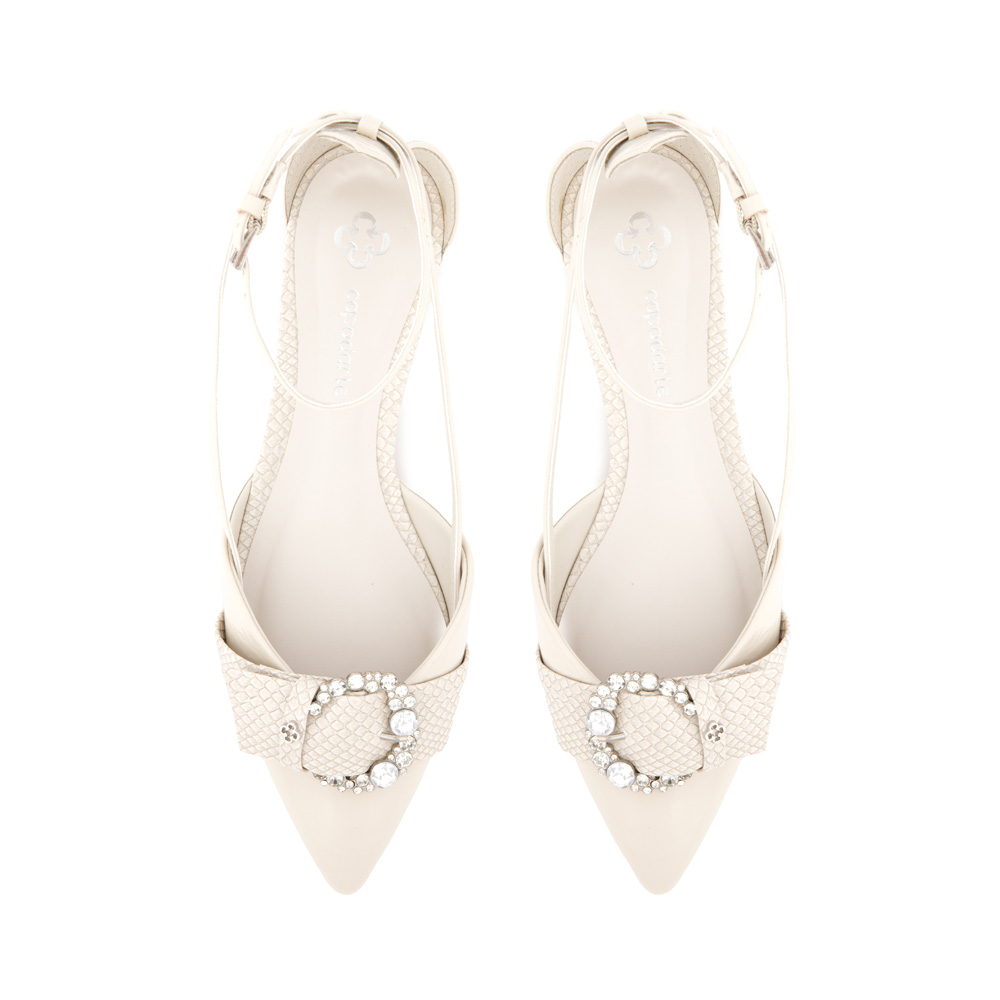 SAPATILHA BICO FINO BEGE R&Aacute;FIA COURO PYTHON image number 4