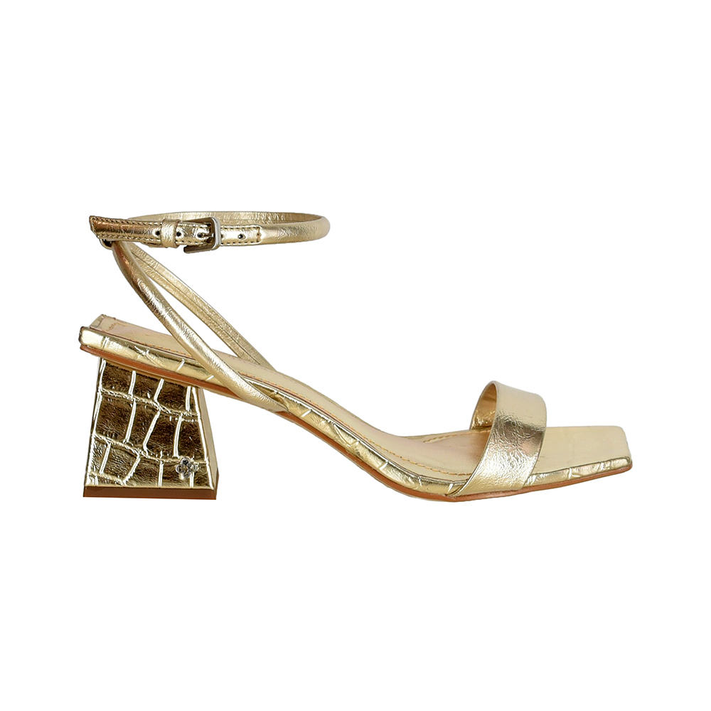 SANDÁLIA DOURADA BICO QUADRADO METALIZADA image number 0