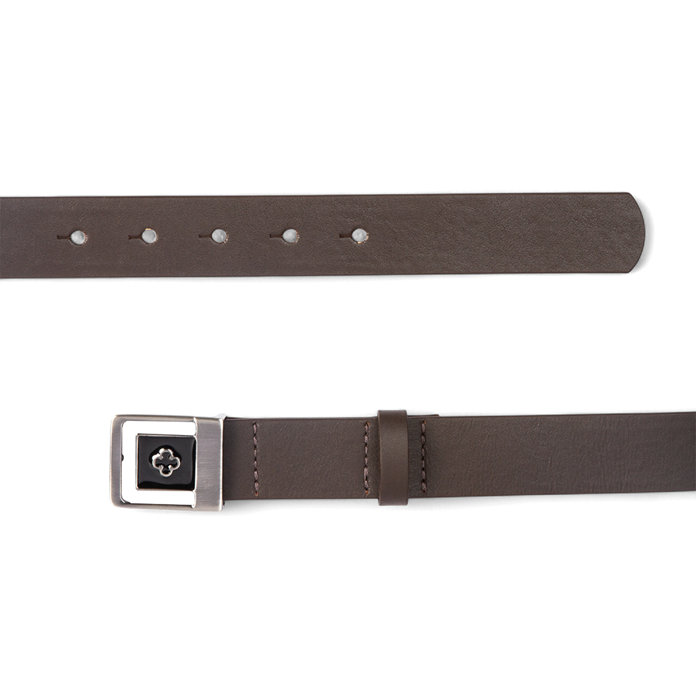 CINTO FEMININO MARROM DE COURO FIVELA QUADRADA image number 2