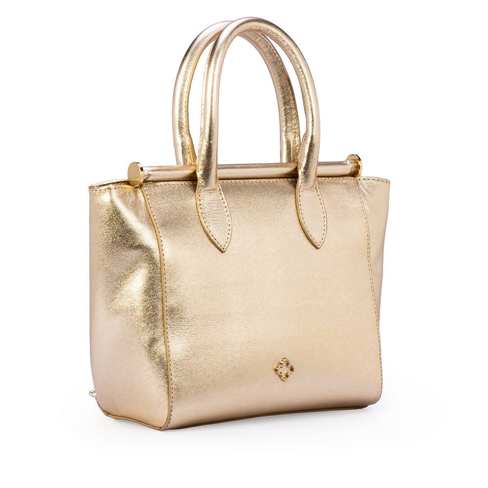 BOLSA TOTE DOURADA METALIZADA DE COURO image number 3