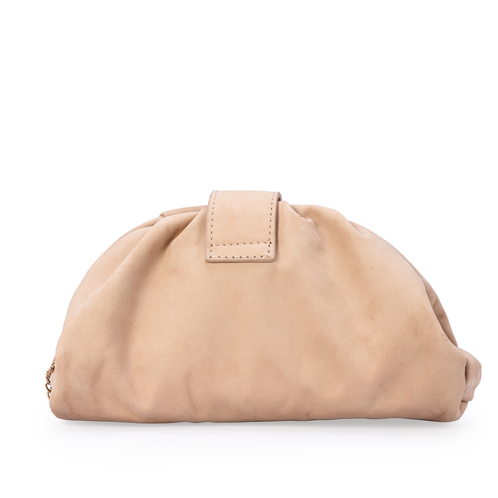 BOLSA CLUTCH NUDE SEDA DE COURO NOBUCK AL&Ccedil;A CORRENTE image number 2