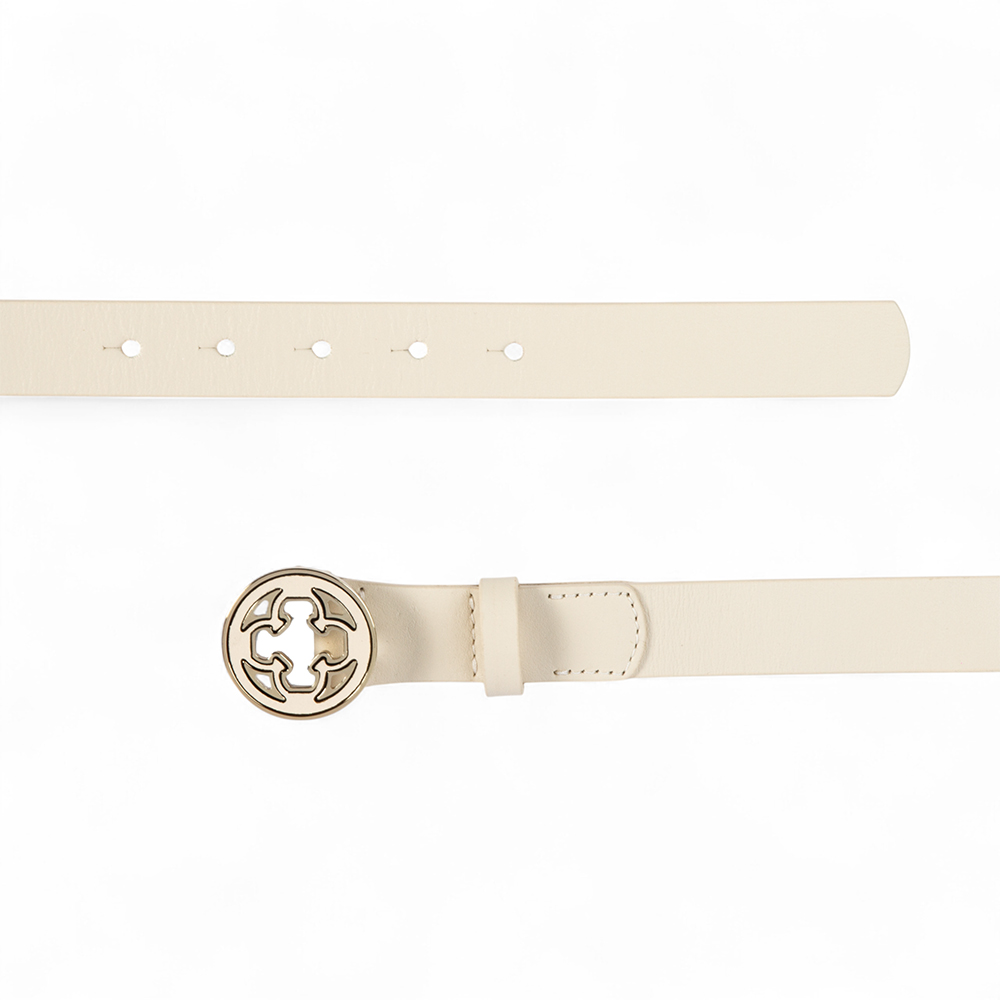 CINTO FEMININO BEGE VANILLA DE COURO FIVELA REDONDA image number 2