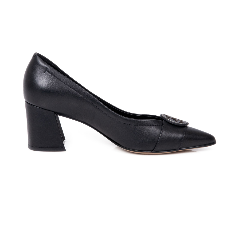SCARPIN PRETO DE COURO SALTO GROSSO image number 0