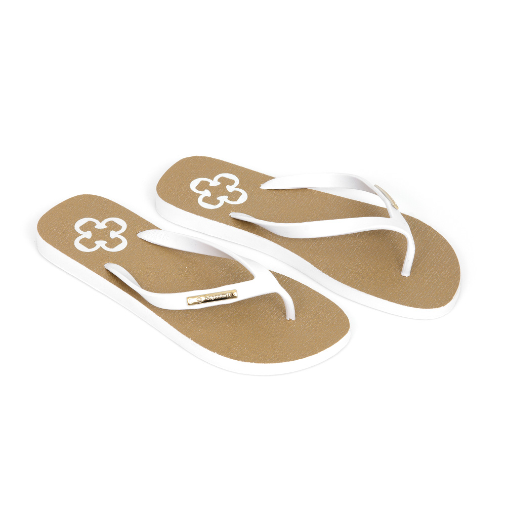 KIT CHINELO E PORTA MOEDAS BRANCO E OURO image number 2
