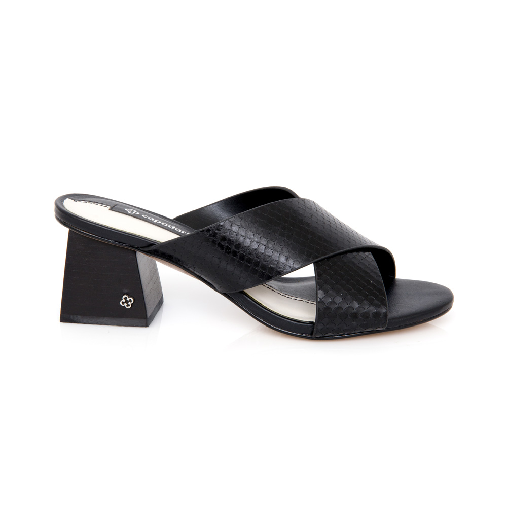 MULE SALTO BLOCO PRETA COURO PITONE image number 0