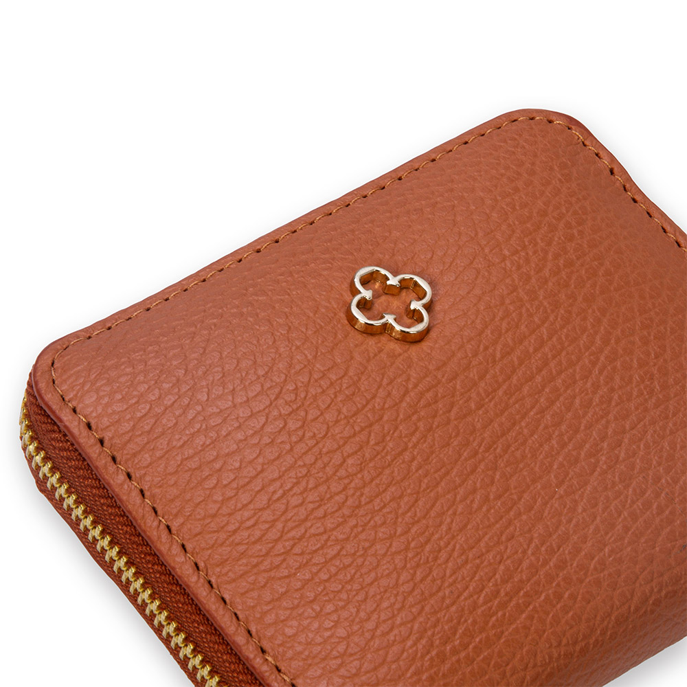 CARTEIRA CARAMELO CAMEL DE COURO Z&Iacute;PER image number 3