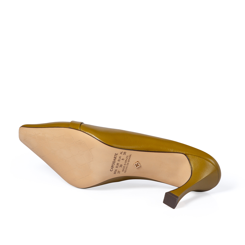 MULE SALTO ALTO CITRINO DE COURO BRID&Atilde;O image number 3