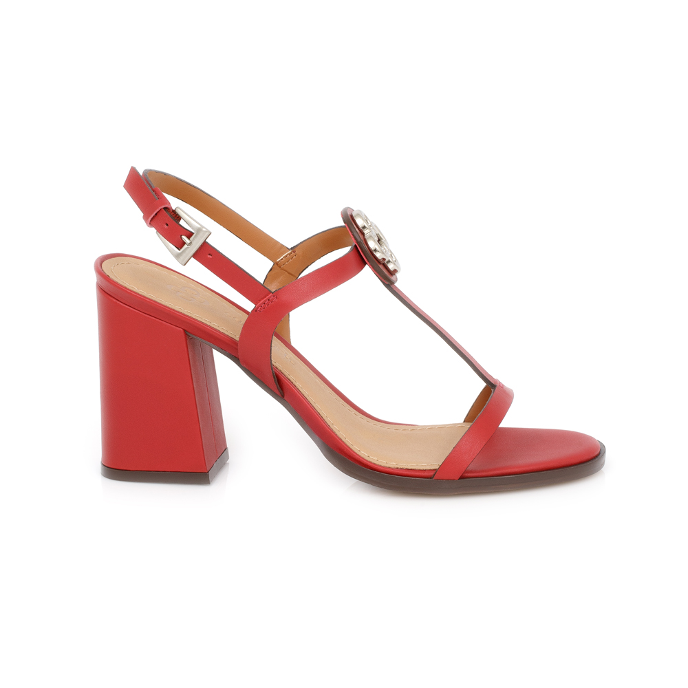 SANDÁLIA SALTO ALTO VERMELHO MERLOT DE COURO image number 0