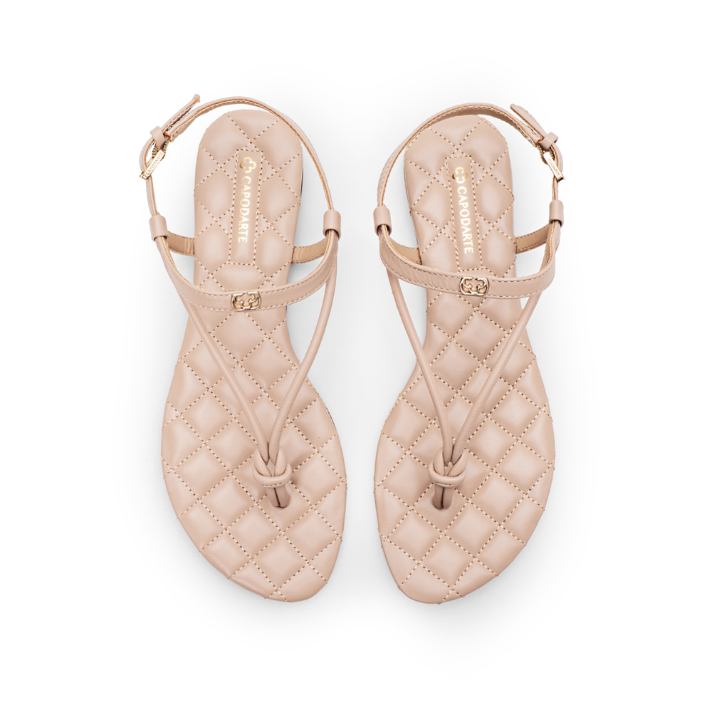 SAND&Aacute;LIA RASTEIRA NUDE SEDA DE COURO MATELASS&Ecirc; image number 4