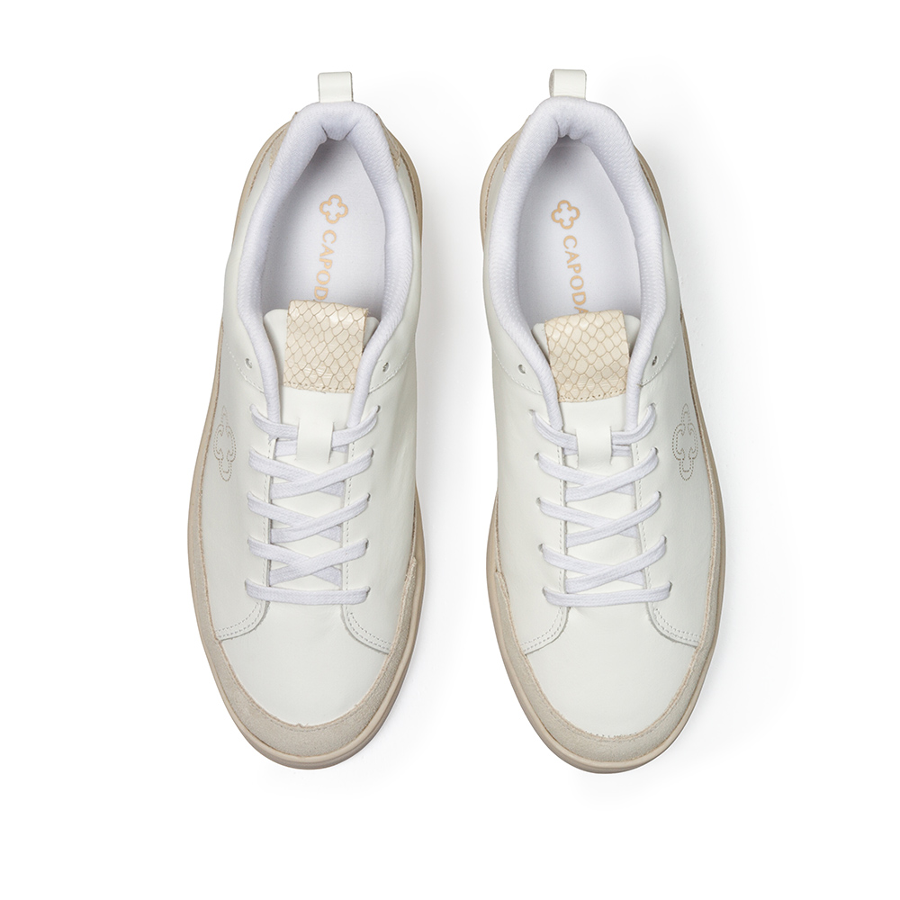 TÊNIS FEMININO BRANCO E MARFIM DE COURO AMARRAÇÃO image number 4