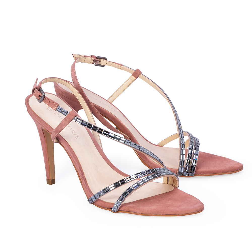 SAND&Aacute;LIA SALTO ALTO ROSA MALVA DE COURO NOBUCK image number 2