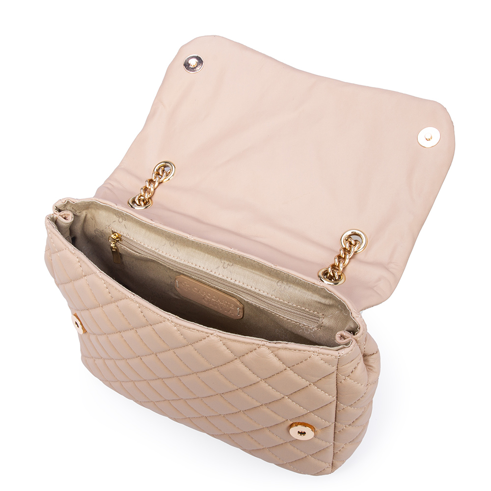 BOLSA SHOULDER BAG DE COURO MATELASS&Ecirc; NUDE OLIVIA image number 4