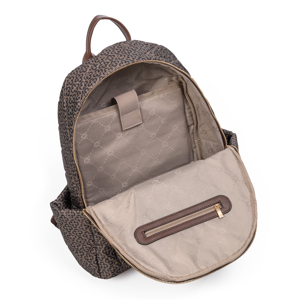 MOCHILA FEMININA CAFÉ NYLON MATELASSÊ MONOGRAMA image number 4