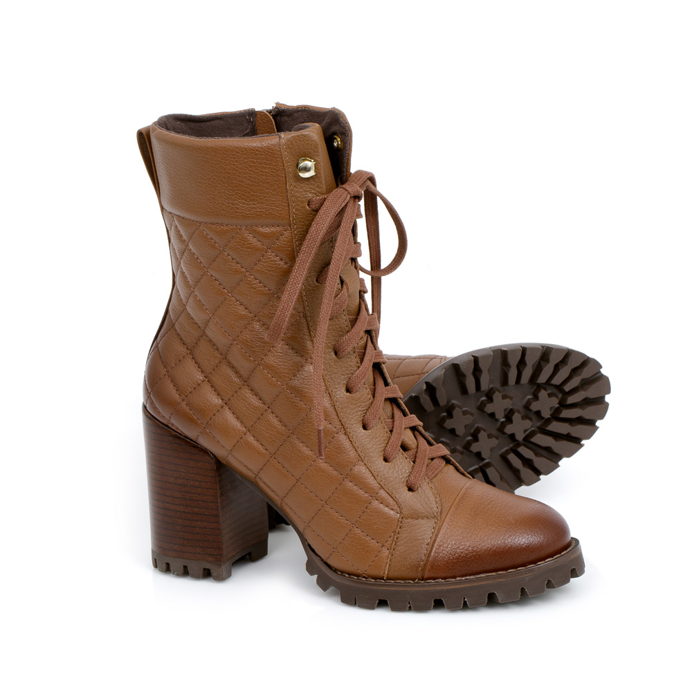 BOTA MARROM SALTO BLOCO DE COURO MATELASSÊ image number 3