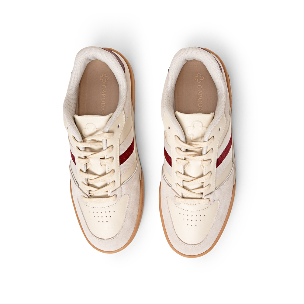 T&Ecirc;NIS FEMININO BRANCO E BORGONHA DE COURO AMARRA&Ccedil;&Atilde;O image number 4