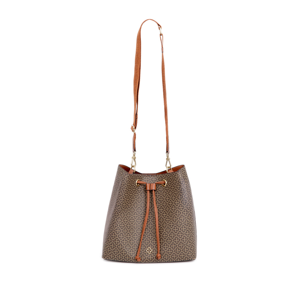 BOLSA CARAMELO MONOGRAMA COM AL&Ccedil;A GORGUR&Atilde;O BUCKET image number 2
