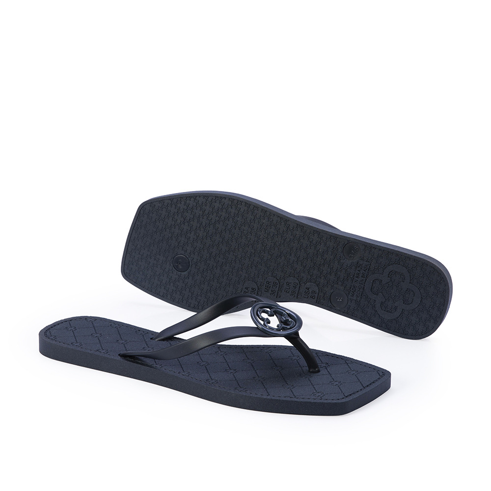 CHINELO DE DEDO BICO QUADRADO AZUL MARINHO MONOGRAMA image number 3