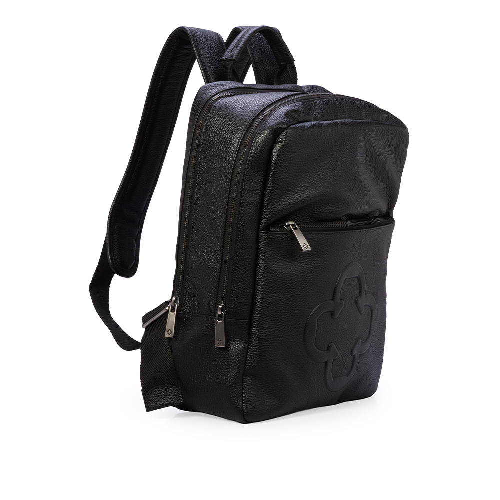 MOCHILA FEMININA PRETA DE COURO image number 3