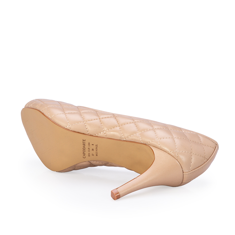 PEEP TOE NUDE SEDA COURO MATELASS&Ecirc; image number 3