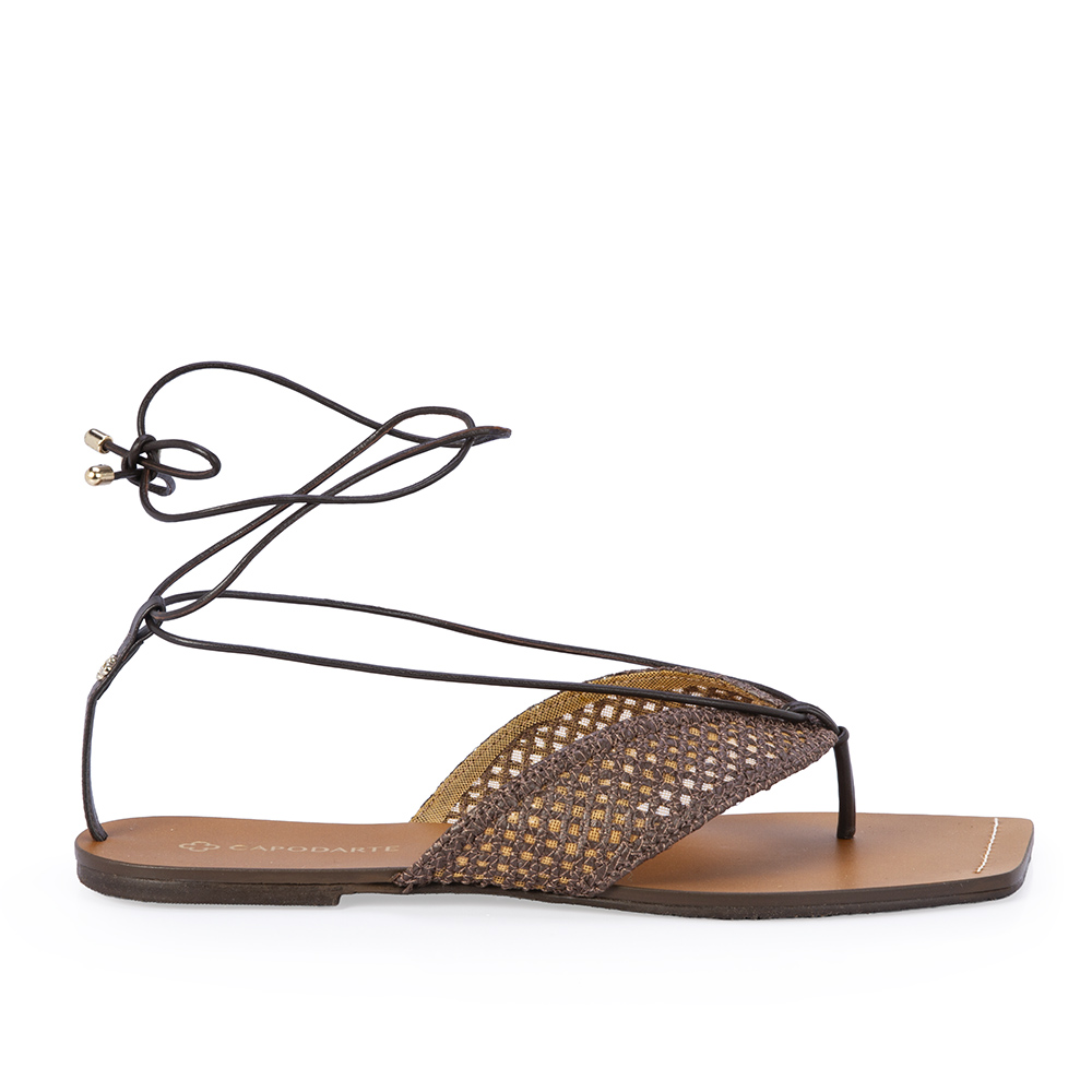 SANDÁLIA RASTEIRA MARROM TOBACCO DE COURO TRAMADA image number 0