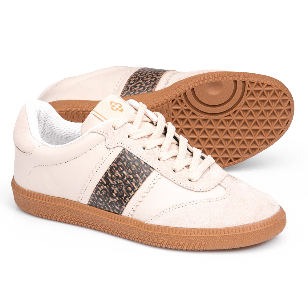 TÊNIS FEMININO DE COURO MARFIM MONOGRAMA AMARRAÇÃO image number 3