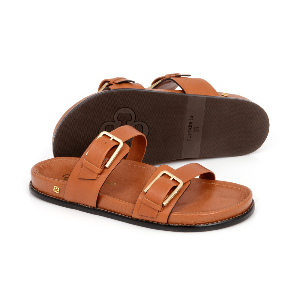 CHINELO PAPETE COURO CARAMELO FIVELAS image number 3