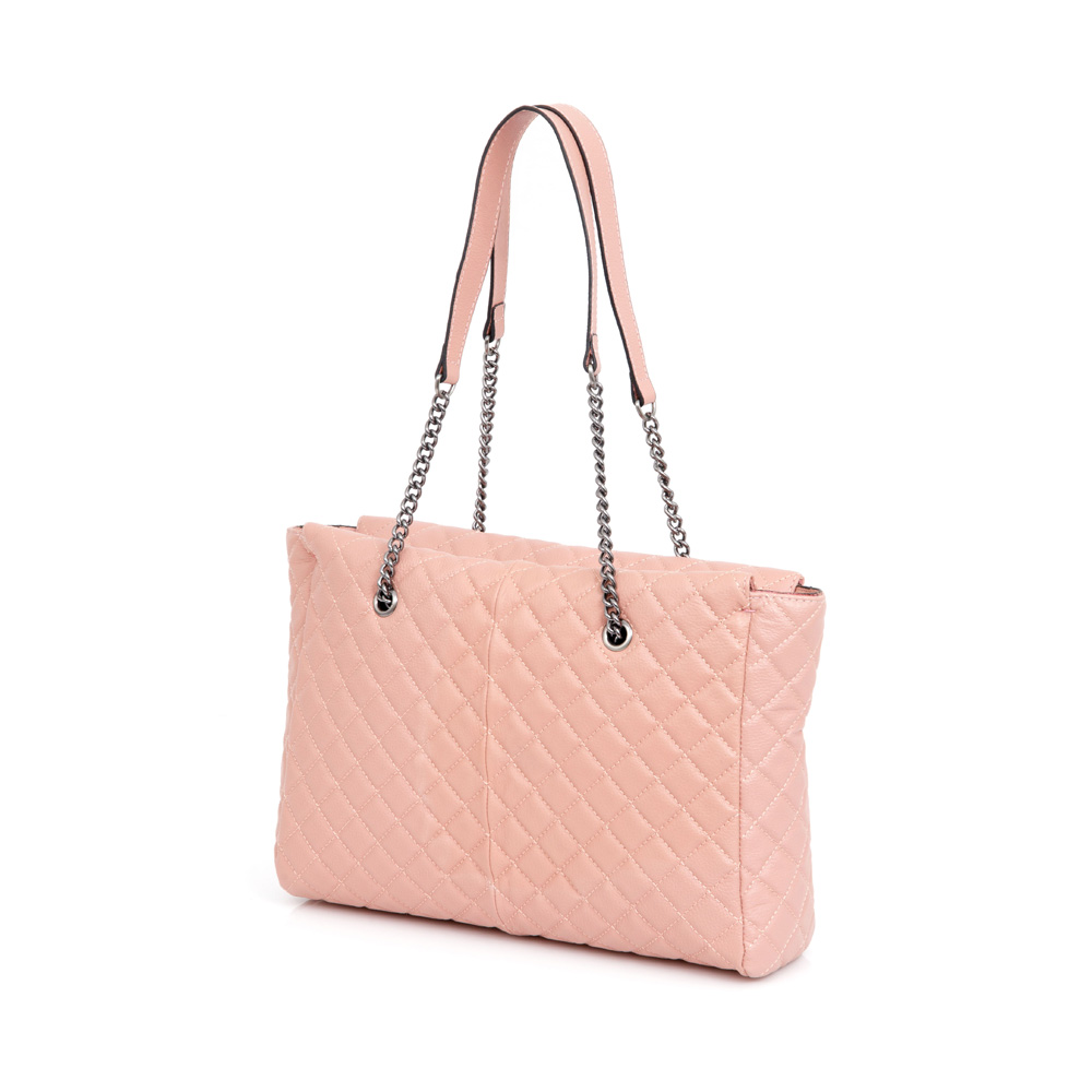 BOLSA MÉDIA COURO MATELASSÊ ROSA image number 3