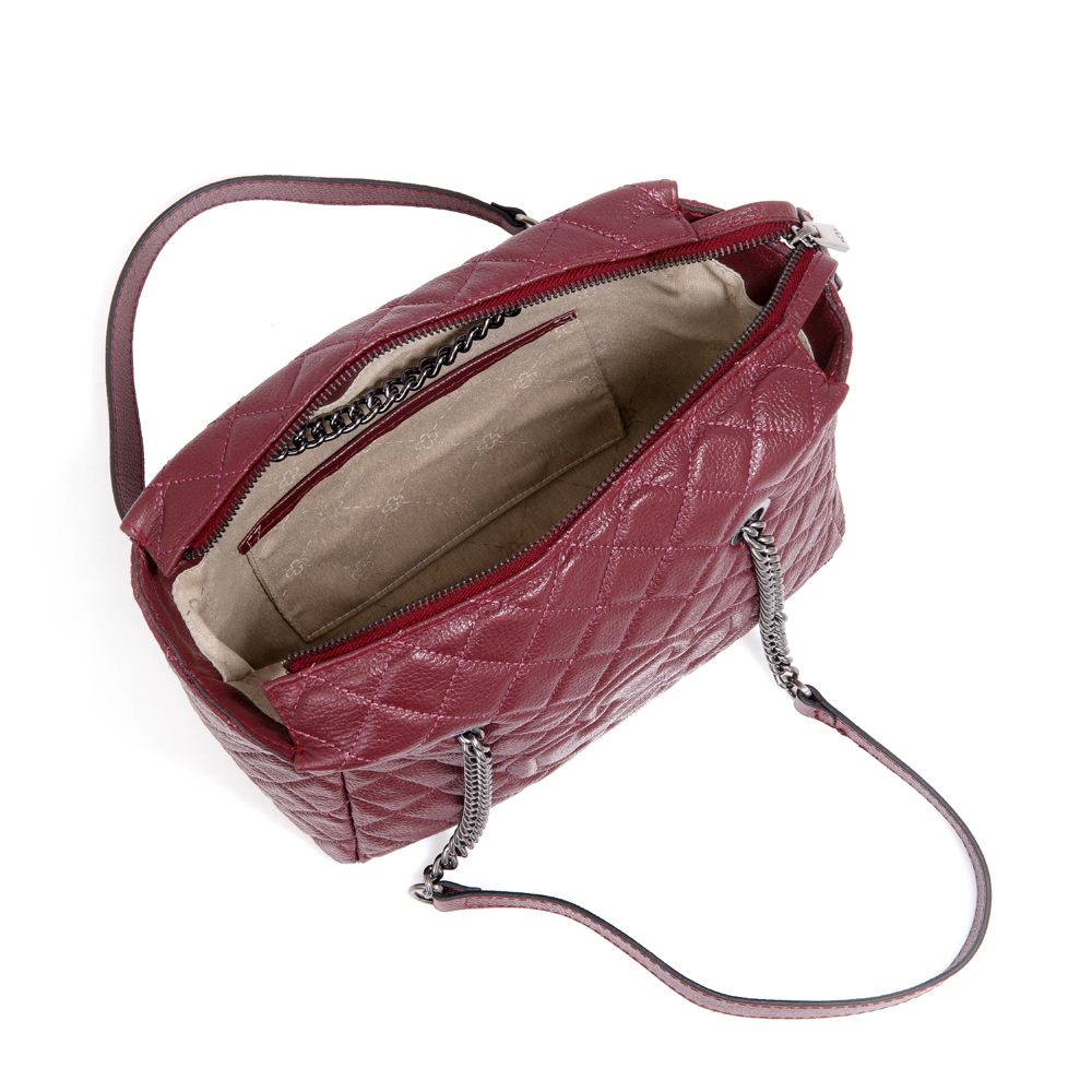 BOLSA MÉDIA DE COURO MATELASSÊ BORDÔ image number 4