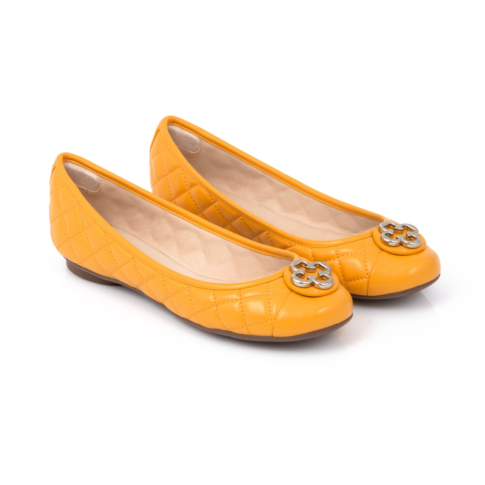 SAPATILHA CATHERINE AMARELO DAMASCO COURO MATELASS&Ecirc; image number 1