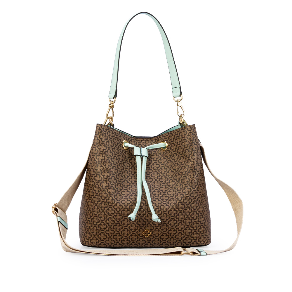 BOLSA M&Eacute;DIA VERDE MATCHA MONOGRAMA AL&Ccedil;A GORGUR&Atilde;O BUCKET image number 0