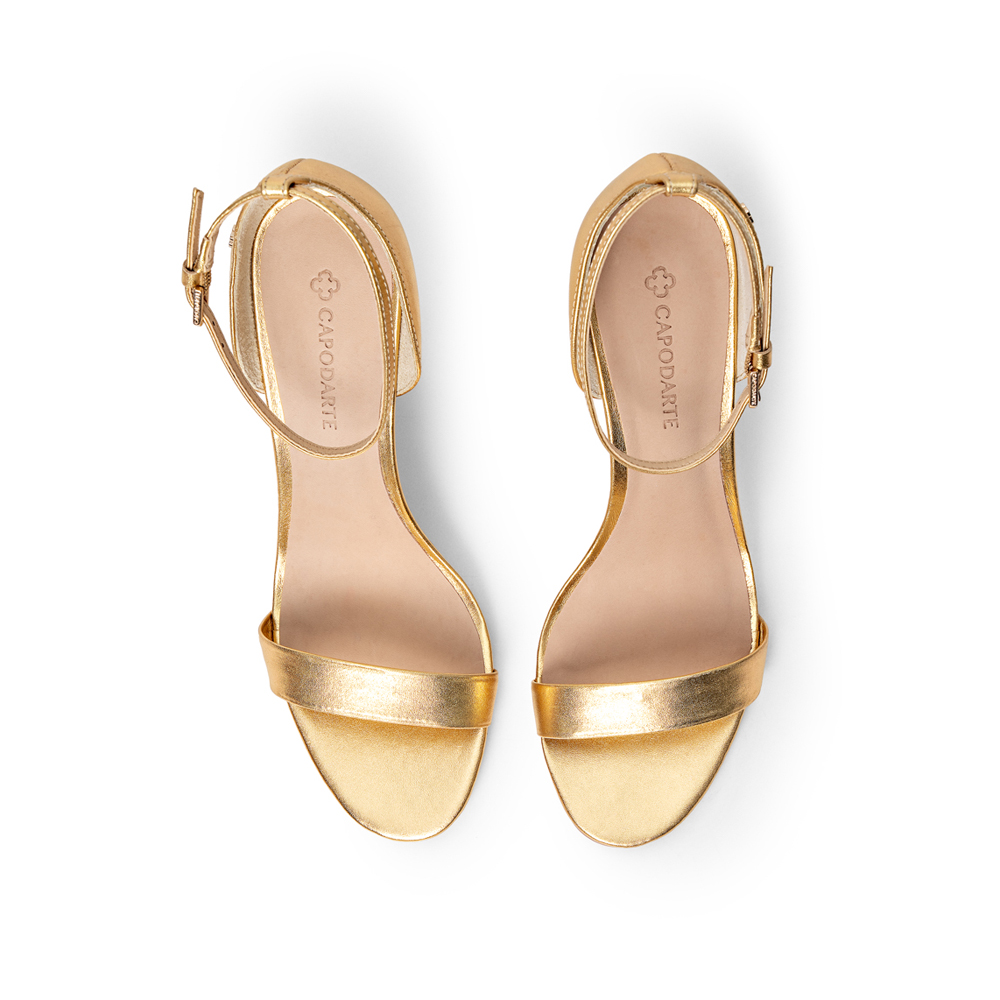 SAND&Aacute;LIA SALTO ALTO DE COURO DOURADA METALIZADA image number 4